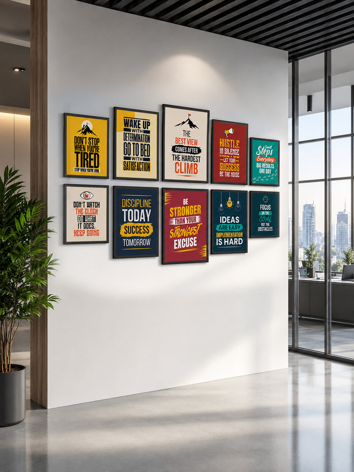 10-Piece Motivational Framed Wall Art Set | Inspirational Quote Frames