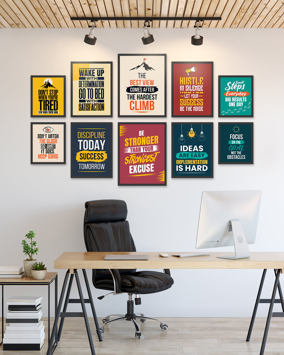 10-Piece Motivational Framed Wall Art Set | Inspirational Quote Frames