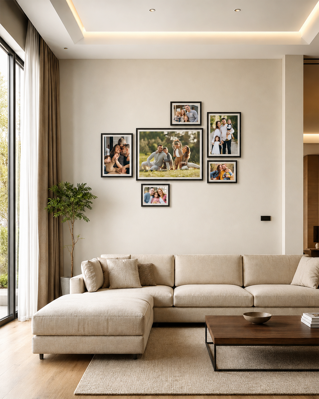 Family Photo Gallery Wall, Set of 6 Custom Framed Prints