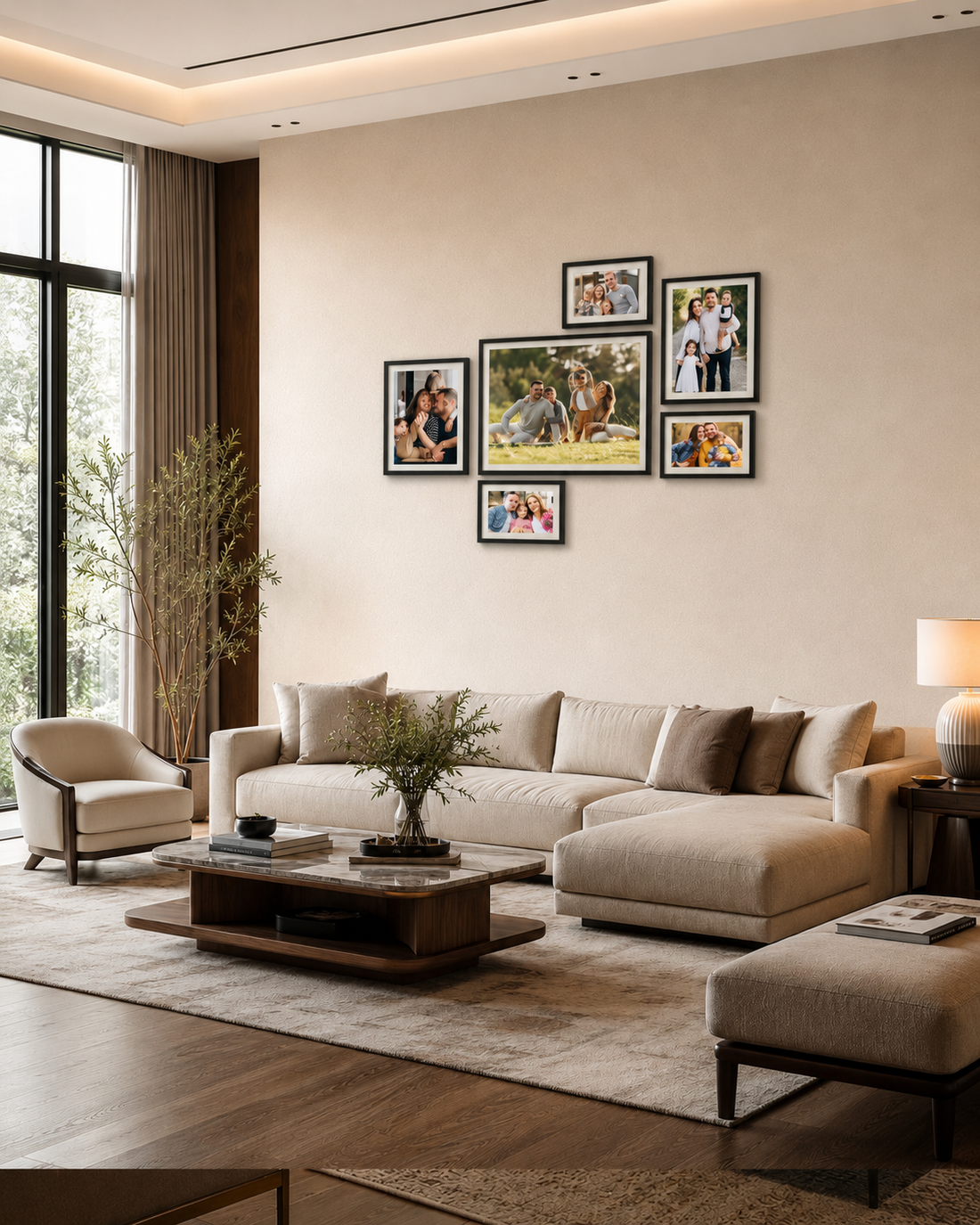 Family Photo Gallery Wall, Set of 6 Custom Framed Prints